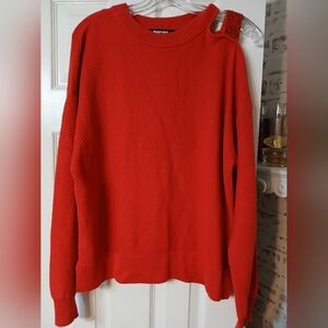 DKNY Sequin Cut Out Shoulder Sweater